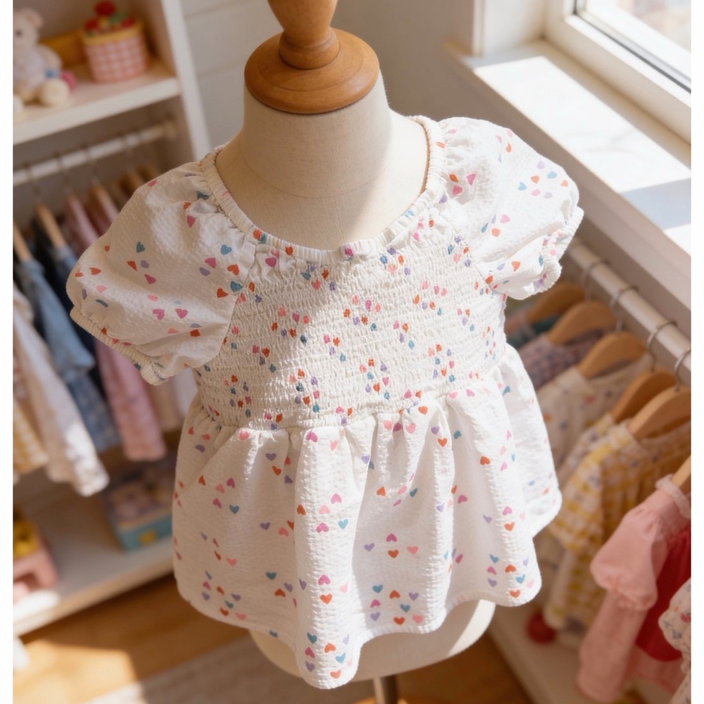 Cat & Jack White Dress with Colorful Heart Design